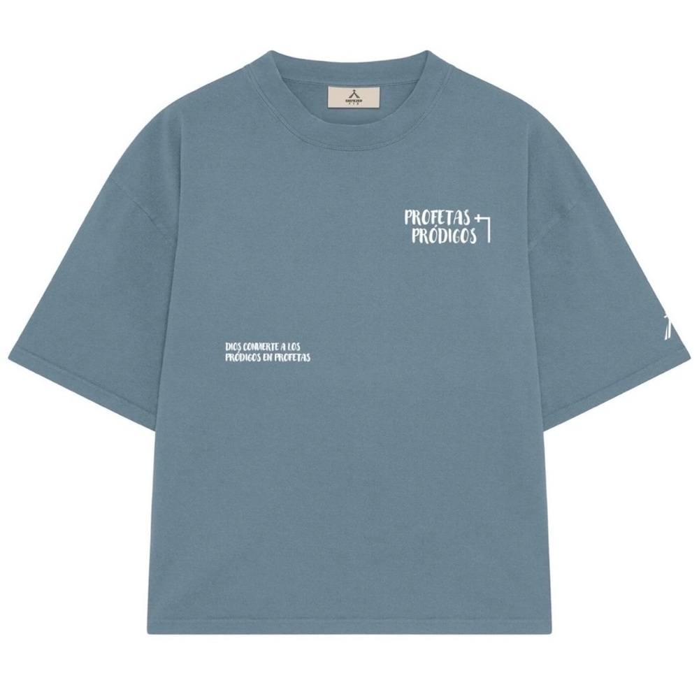 EBENEZER Profetas y Pródigos Graphic Tee — Slate Blue Size M NWT 100% Cotton